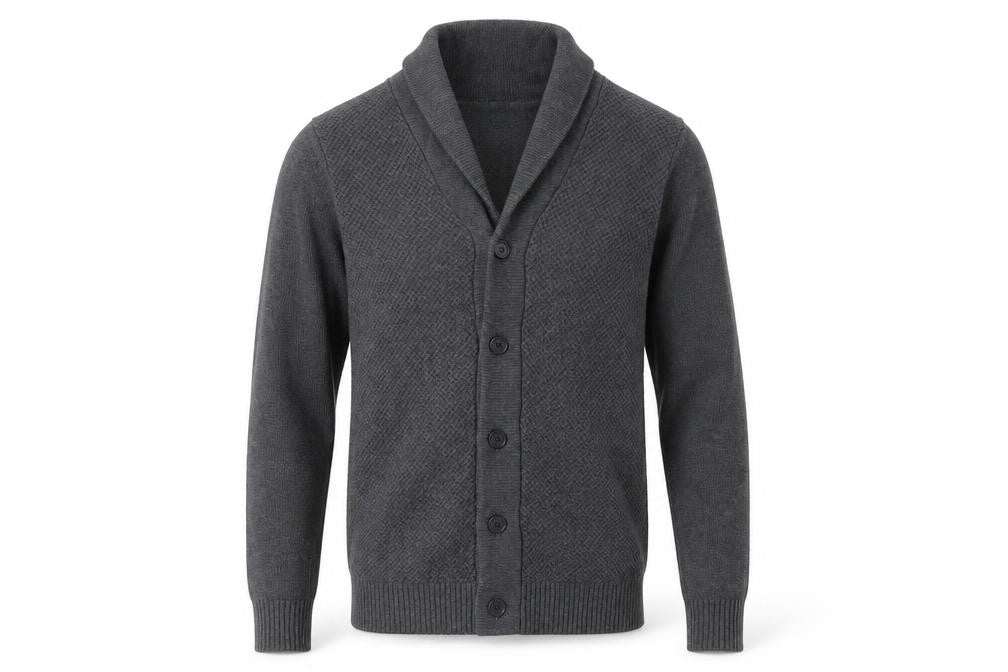 Selected Homme Men’s Grey S Shawl Collar Button Cardigan Cotton