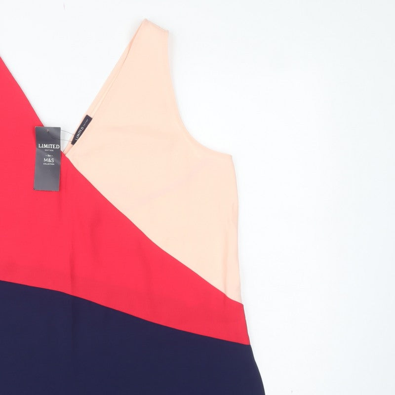 Marks & Spencer Women Multicoloured UK 16 Basic Colourblock Tank Top