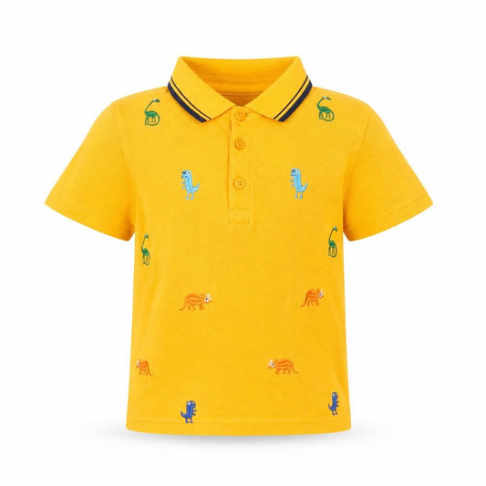 Bluezoo Boys Yellow Dinosaur Embroidered Polo Shirt Age 4-5 Years NWT