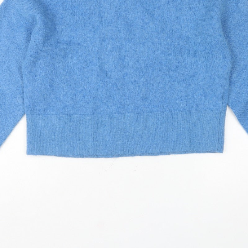 H&M Women Blue UK 4 Roll Neck Mohair Wool Knit Pullover Jumper