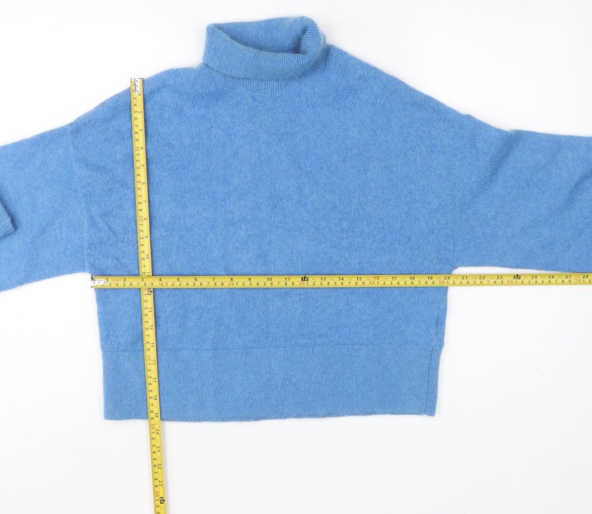 H&M Women Blue UK 4 Roll Neck Mohair Wool Knit Pullover Jumper