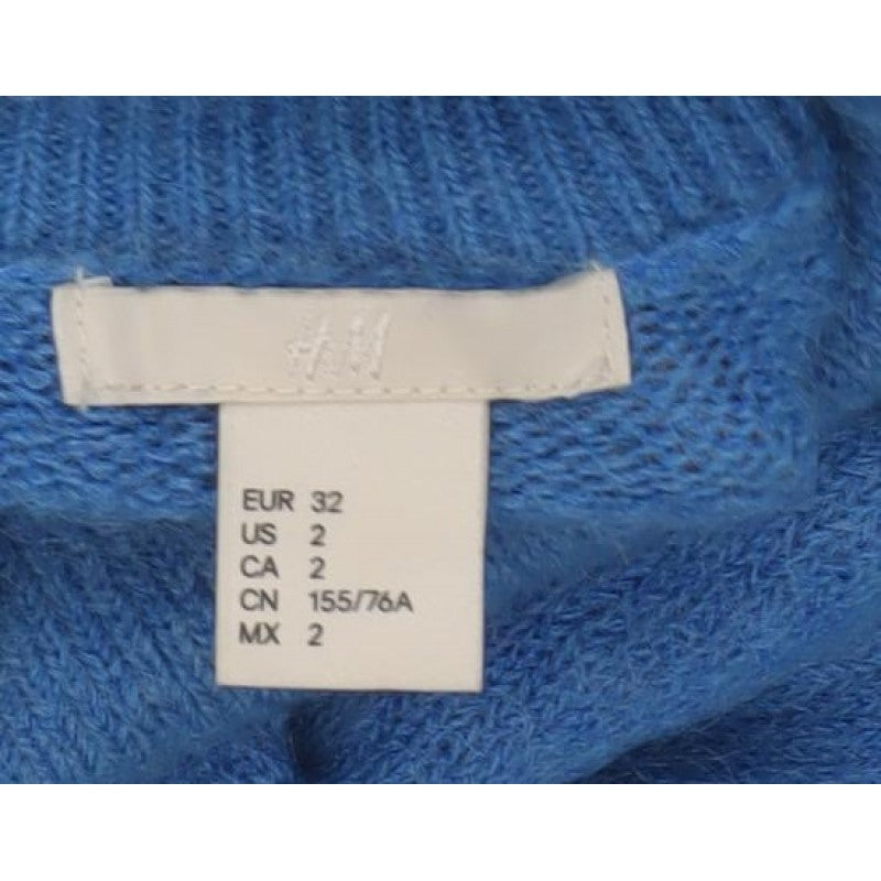 H&M Women Blue UK 4 Roll Neck Mohair Wool Knit Pullover Jumper