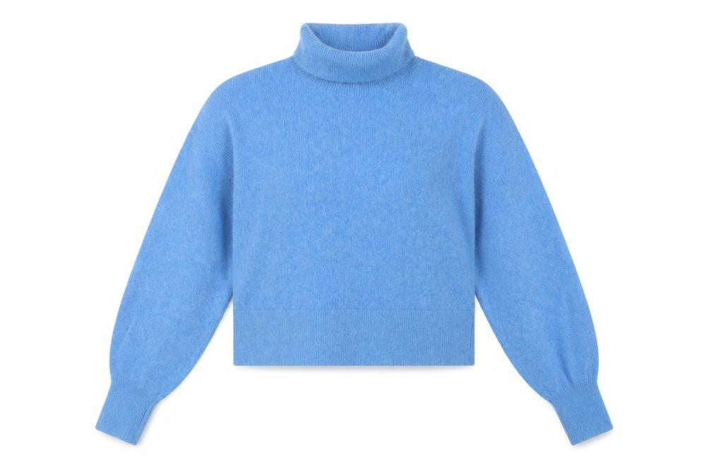 H&M Women Blue UK 4 Roll Neck Mohair Wool Knit Pullover Jumper
