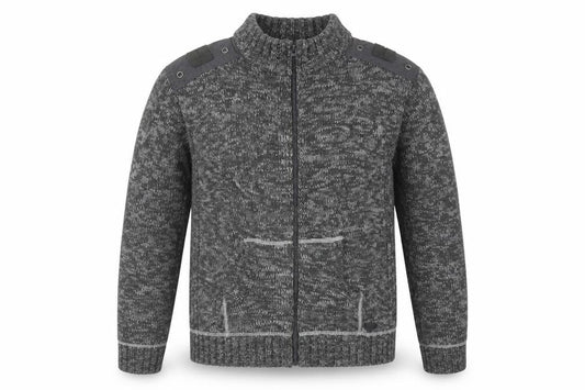 Twisted Soul Men's Grey 2XL Full Zip Chunky Knit Jumper Cardigan