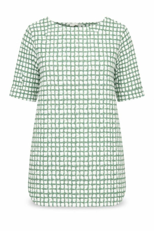Next Women Green Check Jersey Shift Dress UK 10 3/4 Sleeve NWT