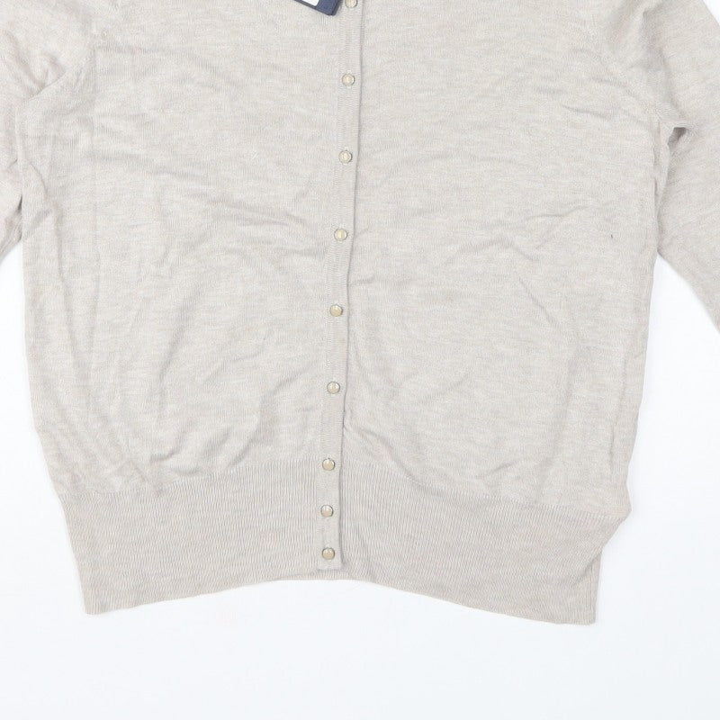 Marks and Spencer Women Beige Size 20 Button Knit Cardigan Stretch