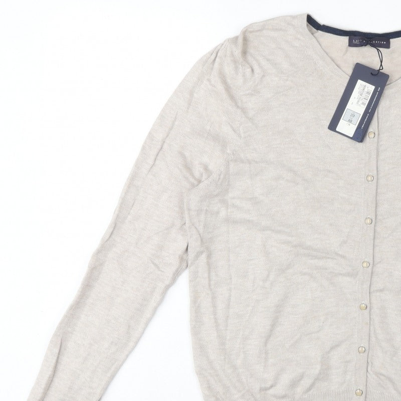 Marks and Spencer Women Beige Size 20 Button Knit Cardigan Stretch