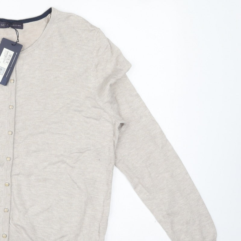 Marks and Spencer Women Beige Size 20 Button Knit Cardigan Stretch