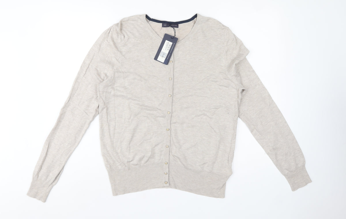 Marks and Spencer Women Beige Size 20 Button Knit Cardigan Stretch