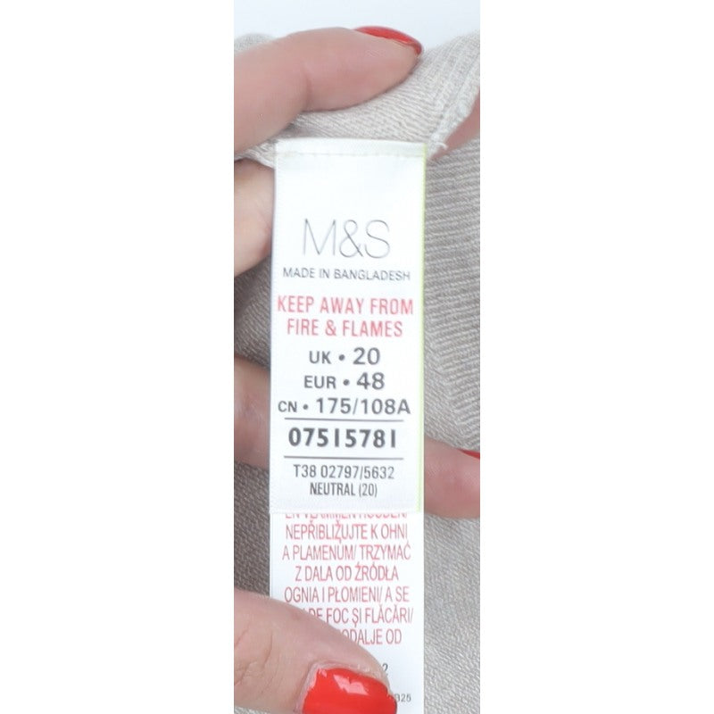 Marks and Spencer Women Beige Size 20 Button Knit Cardigan Stretch
