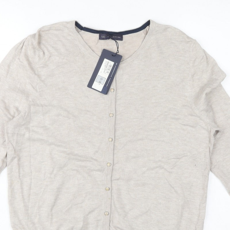 Marks and Spencer Women Beige Size 20 Button Knit Cardigan Stretch
