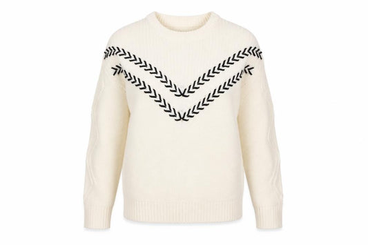 Papaya Women’s Ivory Petite M Cable Knit Chevron Jumper