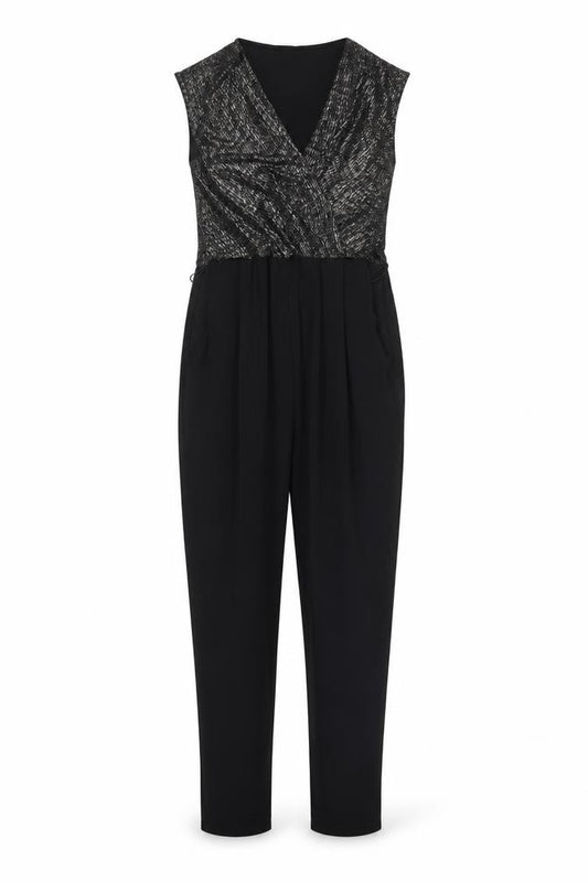 Principles Petite Women Black Silver UK 8 Metallic Wide Leg Jumpsuit