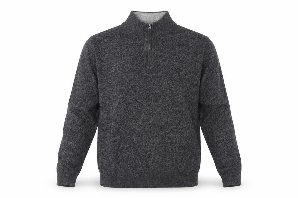 Next Mens Grey L 1/4 Zip High Neck Cotton Blend Knit Jumper