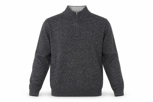 Next Mens Grey L 1/4 Zip High Neck Cotton Blend Knit Jumper