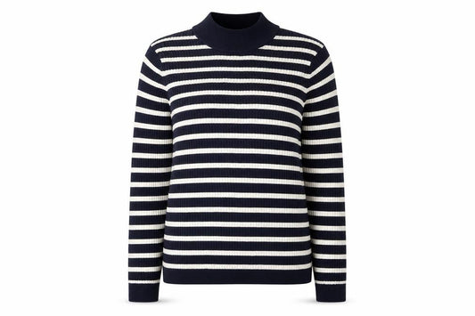Primark Women’s Blue White XL Striped Rib Knit High Neck Jumper