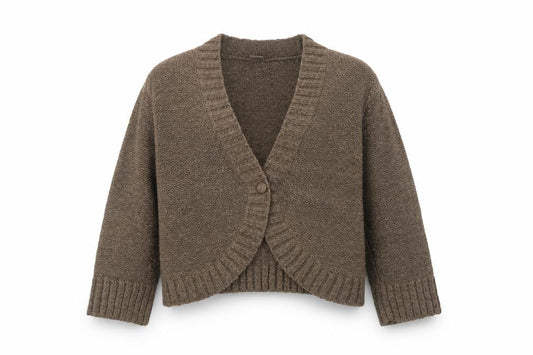 TU Women’s Brown Size 16 Chunky Knit Button High Neck Cardigan