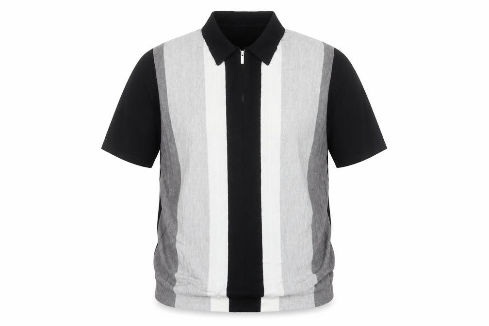 George Men’s Multicoloured Stripe 1/2 Zip Collared Jumper L