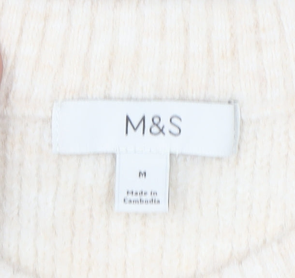 Marks & Spencer Women Ivory M Striped Crew Neck Knit Jumper