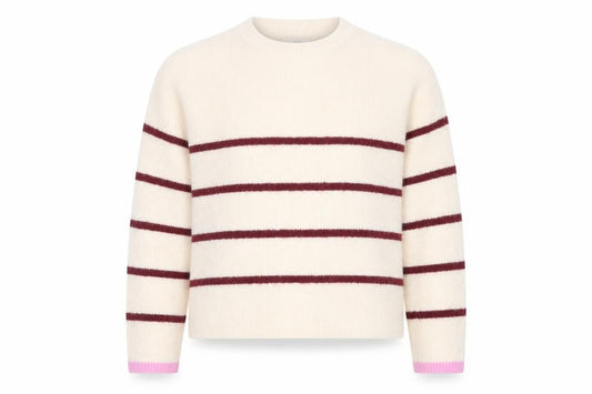 Marks & Spencer Women Ivory M Striped Crew Neck Knit Jumper