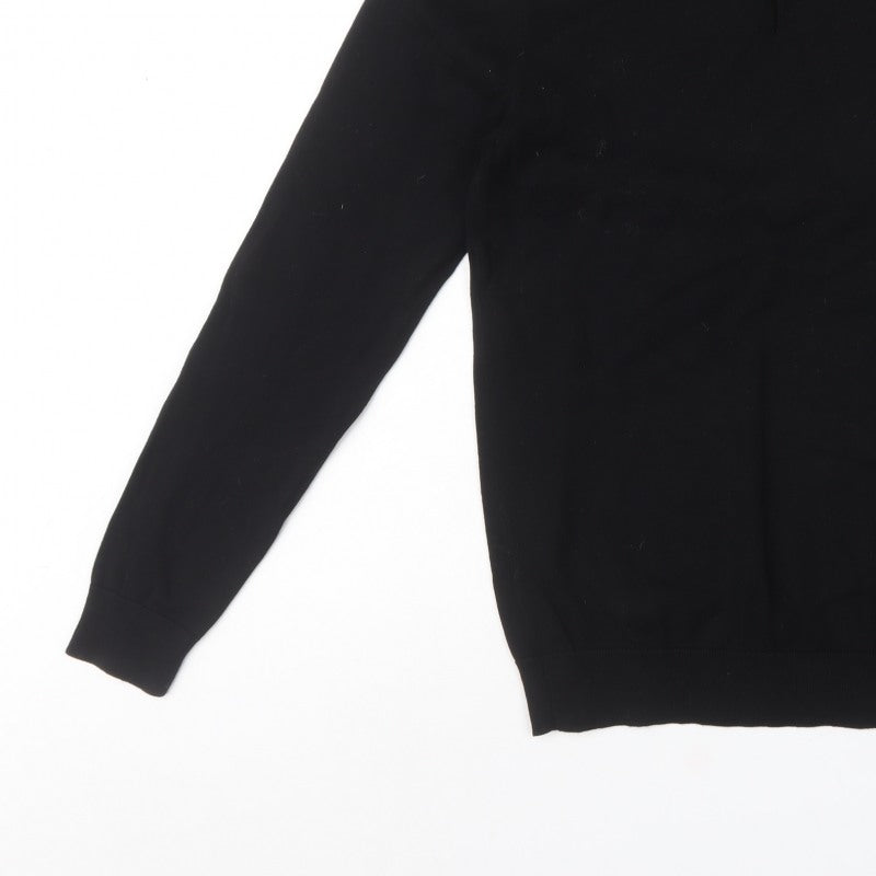 Next Men’s Black M Collared Henley Cotton Knit Jumper Long Sleeve