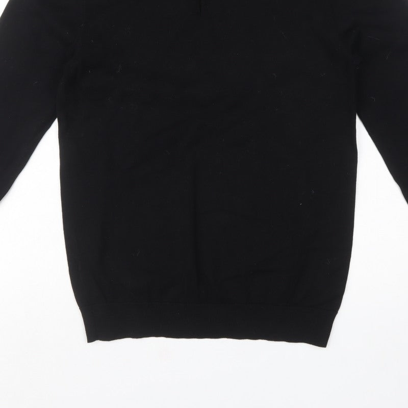 Next Men’s Black M Collared Henley Cotton Knit Jumper Long Sleeve