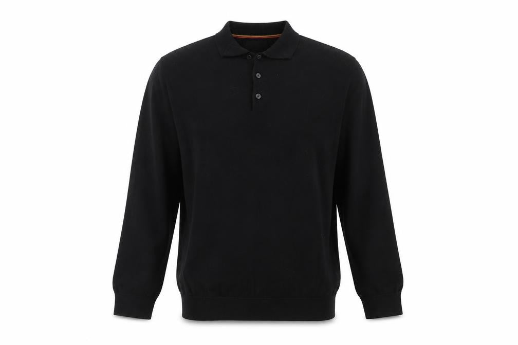 Next Men’s Black M Collared Henley Cotton Knit Jumper Long Sleeve