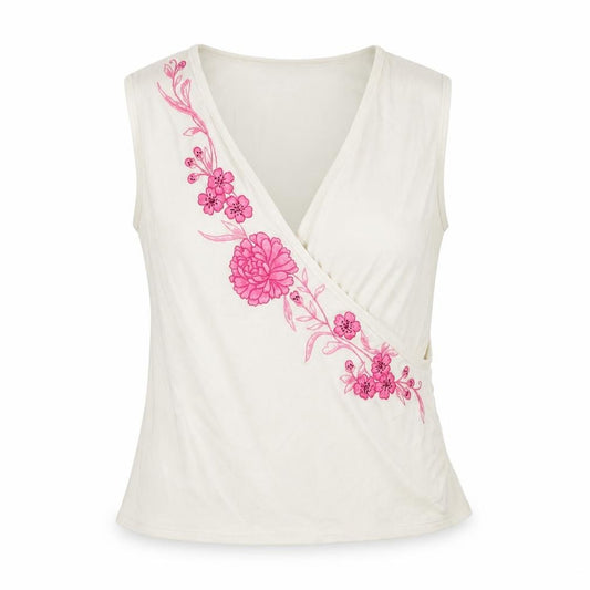 Planet Women Ivory Size 16 Wrap V-Neck Floral Embroidered Knit Tank Top