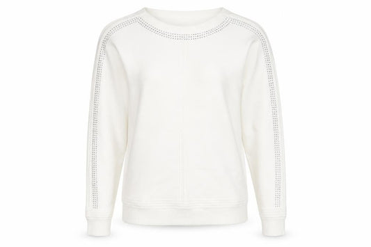 Enreco Women Ivory S Rhinestone Dolman Sleeve Crew Neck Jumper