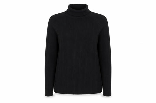 F&F Women's Black UK 18 Ribbed Roll Neck Long Sleeve Jumper