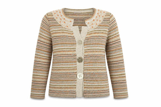 Per Una Women’s Multicoloured M Striped Beaded Knit Cardigan