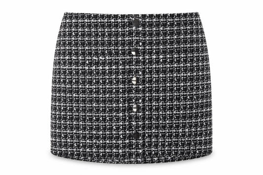 George Women Black & White Tweed Button Mini Skirt UK 12 New