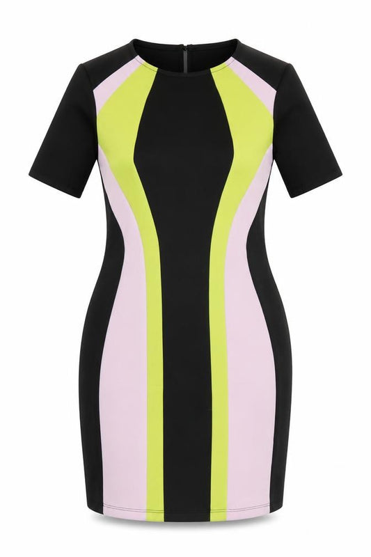 ASOS Women Multicoloured UK 12 Bodycon Colourblock Knee Dress
