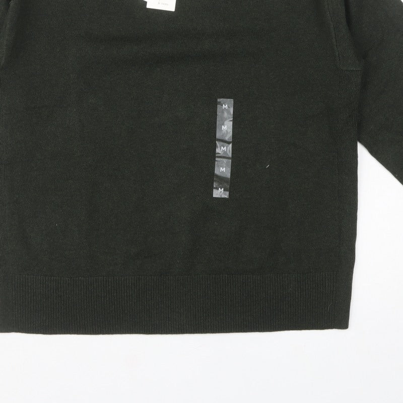 Marks & Spencer Unisex Green M Crew Neck Wool Blend Knit Jumper