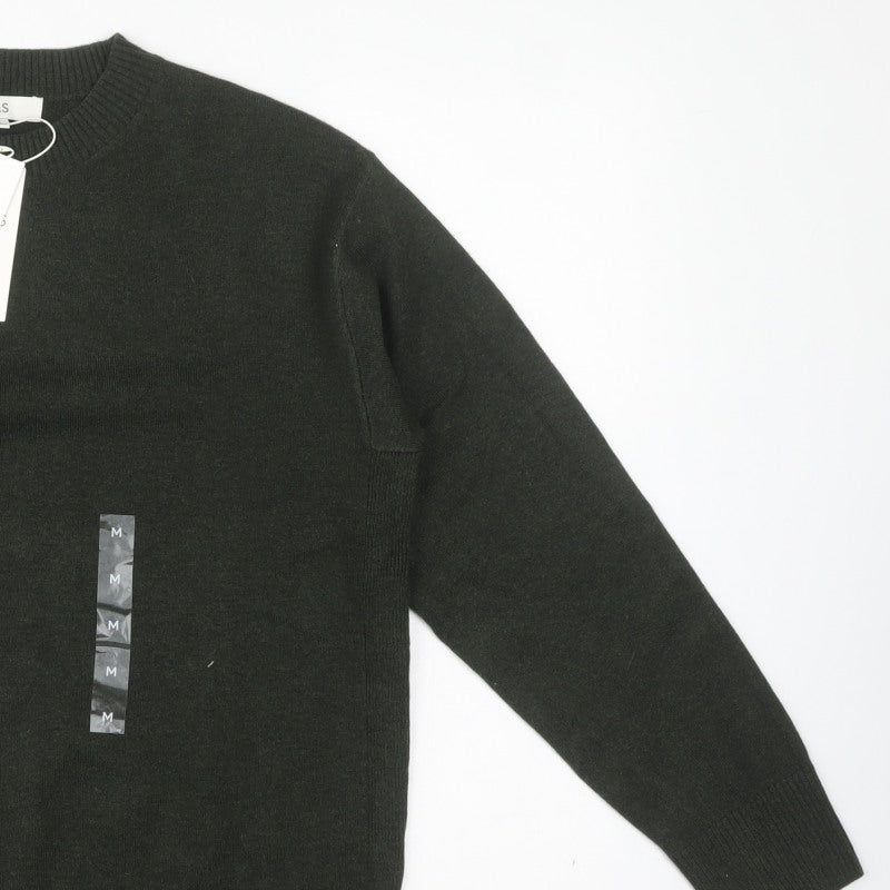 Marks & Spencer Unisex Green M Crew Neck Wool Blend Knit Jumper