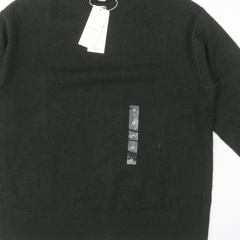 Marks & Spencer Unisex Green M Crew Neck Wool Blend Knit Jumper