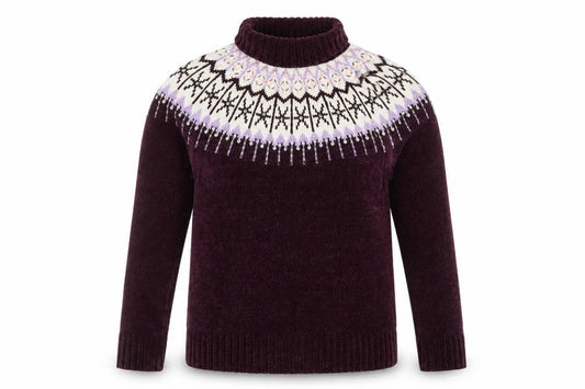 Papaya Women Purple Fair Isle Beaded Roll Neck Jumper UK 10