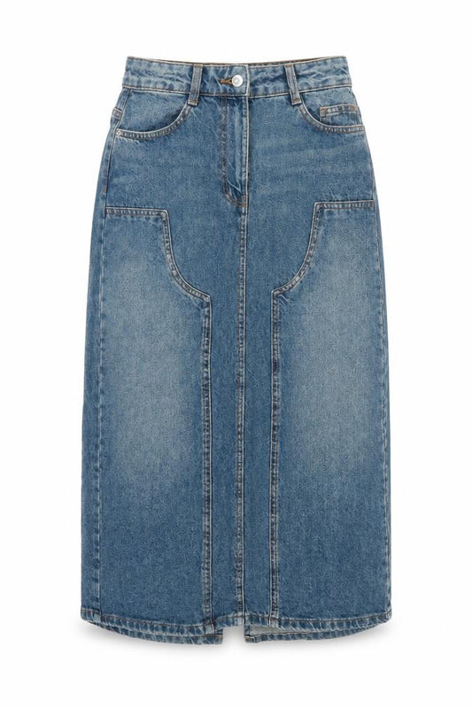 Rita Ora Primark Women Blue UK 8 Cargo Long Denim Skirt Pockets