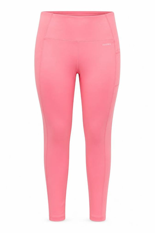 USA Pro Women Pink UK 16 High Rise Regular Length Gym Leggings
