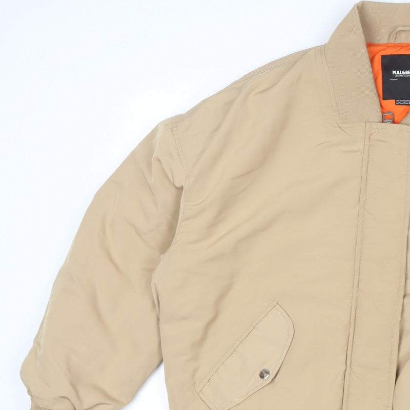 Pull&Bear Men’s Beige M Bomber Jacket Padded Full Zip