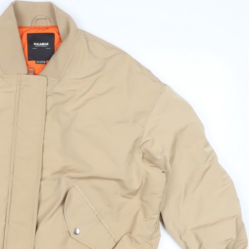 Pull&Bear Men’s Beige M Bomber Jacket Padded Full Zip
