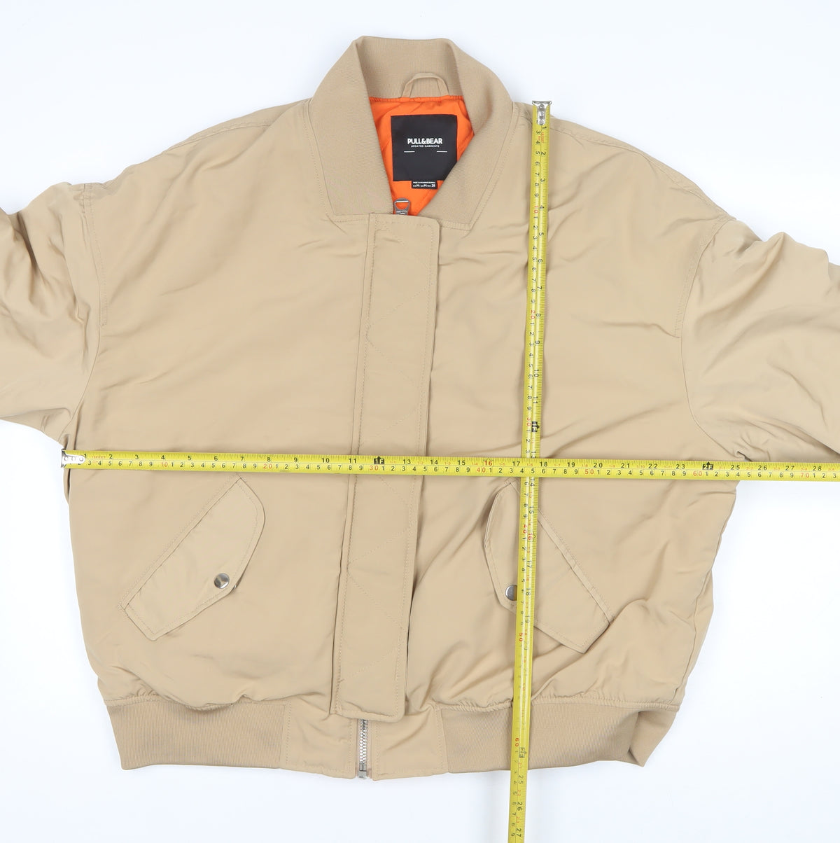 Pull&Bear Men’s Beige M Bomber Jacket Padded Full Zip