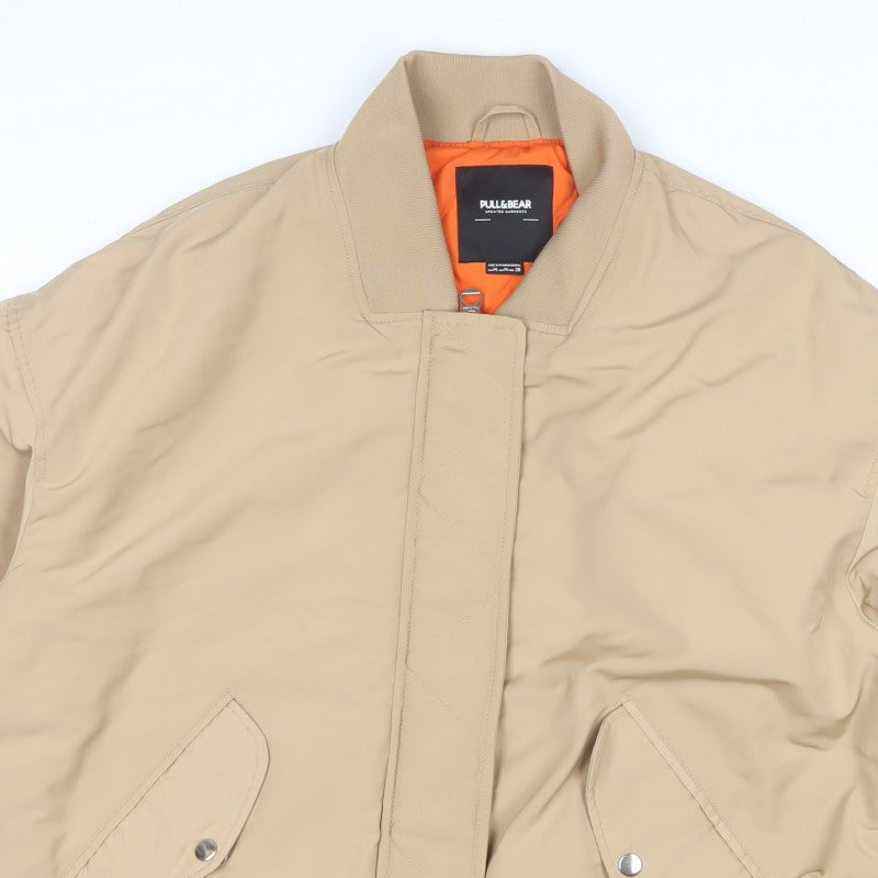 Pull&Bear Men’s Beige M Bomber Jacket Padded Full Zip