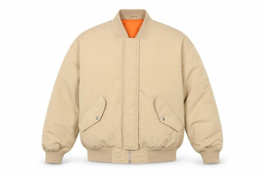 Pull&Bear Men’s Beige M Bomber Jacket Padded Full Zip