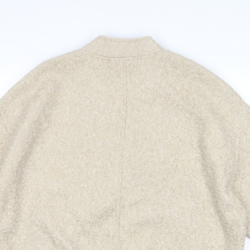 Zara Men Beige M Teddy Fleece Full Zip Stand Collar Jacket