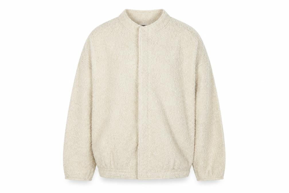 Zara Men Beige M Teddy Fleece Full Zip Stand Collar Jacket
