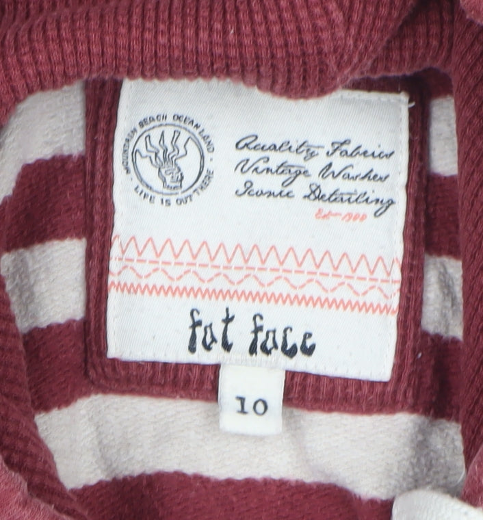 Fat Face Women’s Red Stripe Hooded Pullover Sweatshirt Size 10