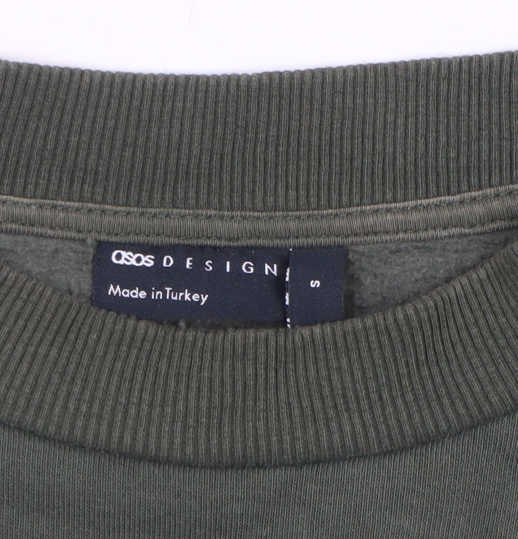 ASOS Design Men’s Green S Relaxed Crew Neck Pullover Sweatshirt