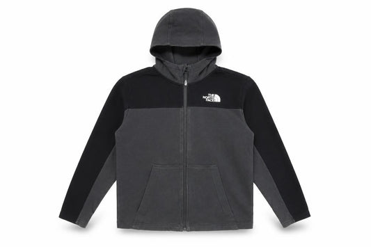 The North Face Boys Black Grey L Full Zip Hooded Fleece Hoodie