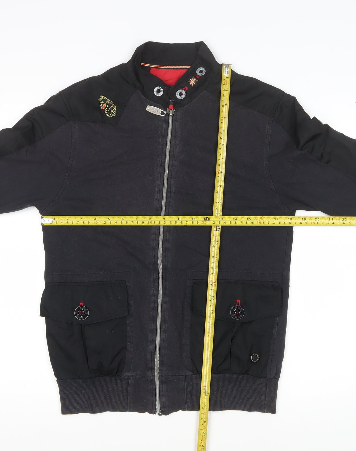 Luke Men’s Black Small Bomber Jacket Full Zip Embroidered Logo